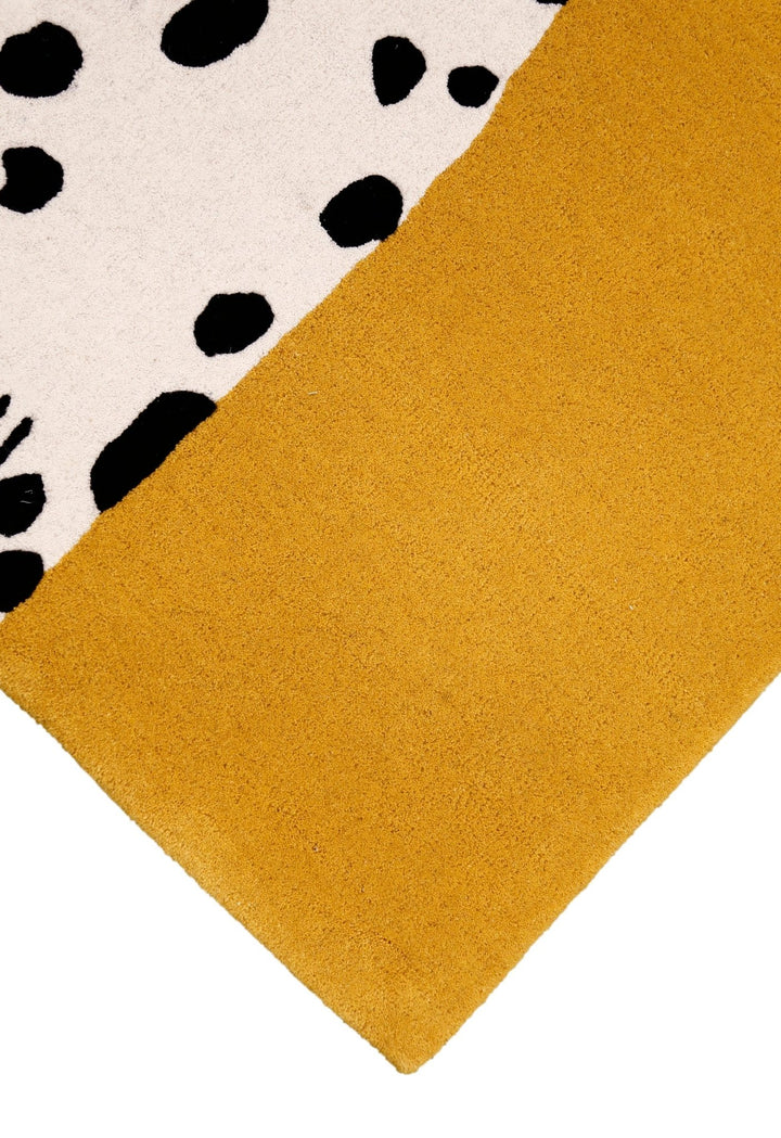 Gold And Black Shady Dalmatian Hand Tufted 4x4 Wool Rug - The Rug Decor