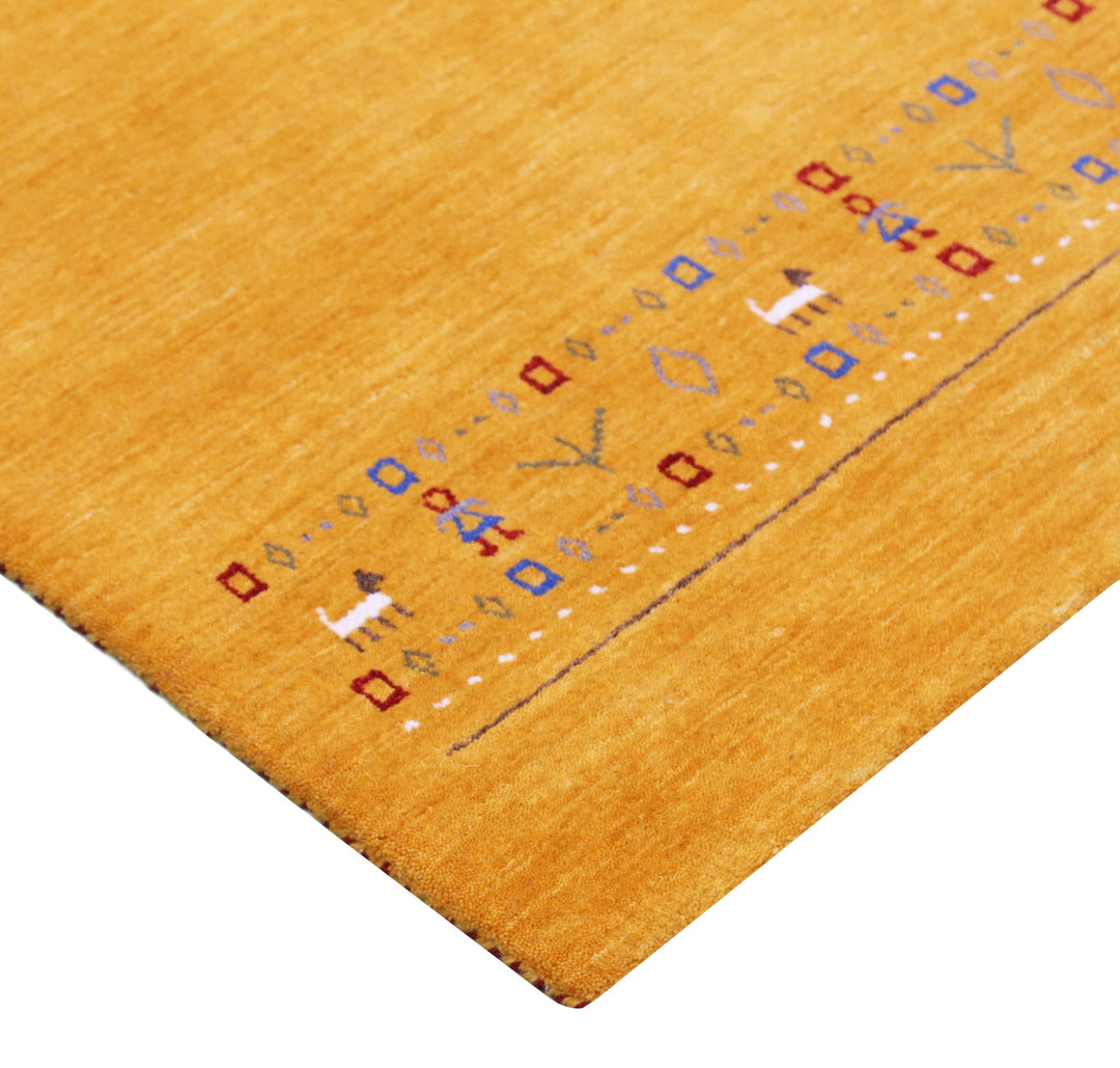 Gold And Blue Modern Design Hand Loomed Wool Area Rug - The Rug Decor