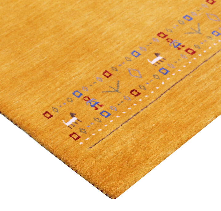 Gold And Blue Modern Design Hand Loomed Wool Area Rug - The Rug Decor