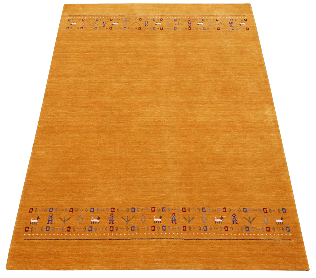 Gold And Blue Modern Design Hand Loomed Wool Area Rug - The Rug Decor