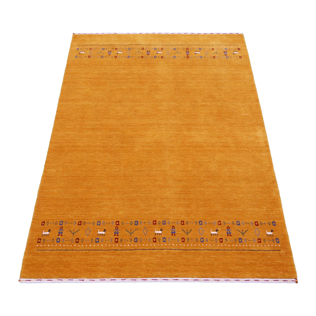 Gold And Blue Modern Design Hand Loomed Wool Area Rug - The Rug Decor