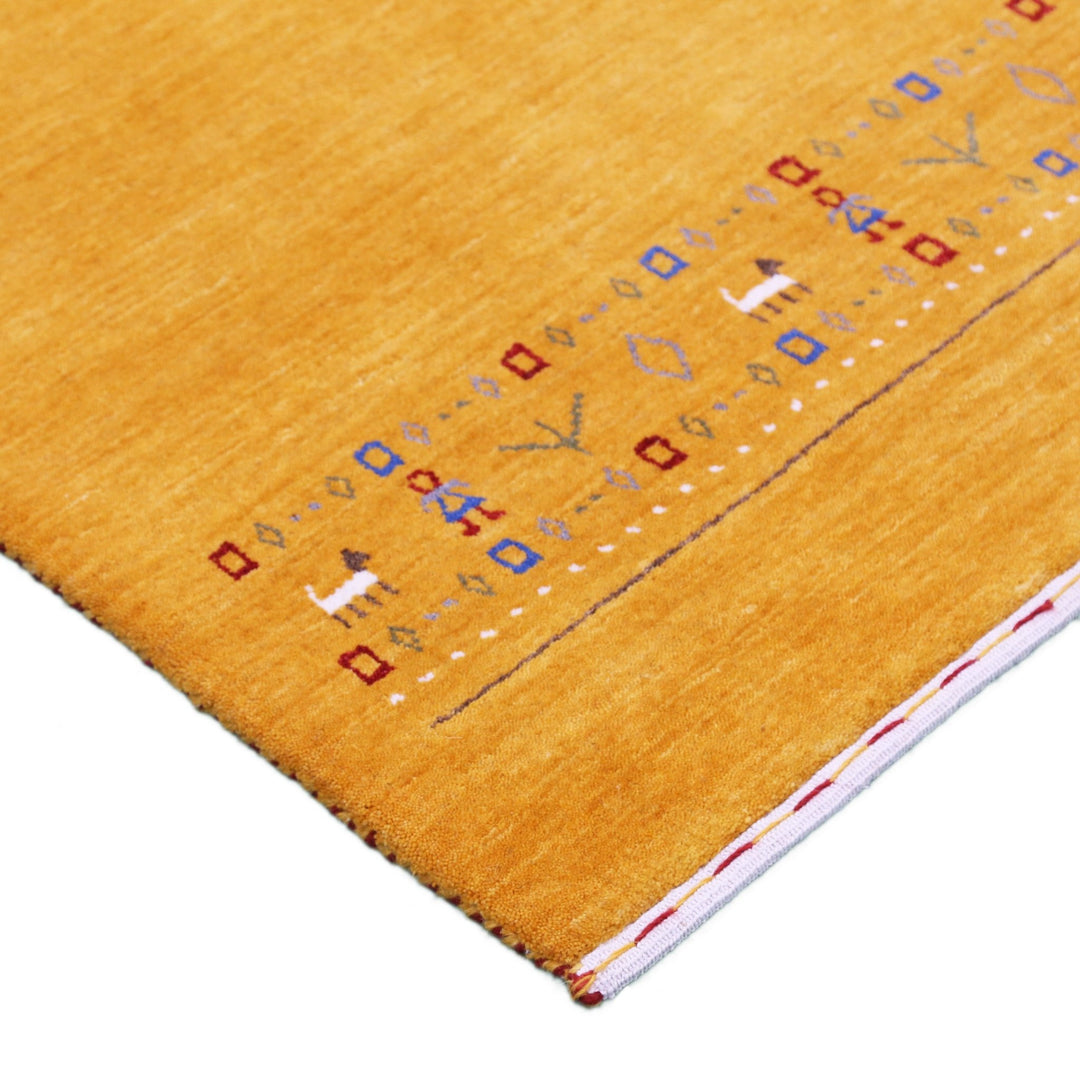 Gold And Blue Modern Design Hand Loomed Wool Area Rug - The Rug Decor