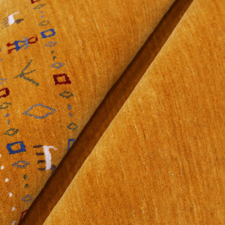 Gold And Blue Modern Design Hand Loomed Wool Area Rug - The Rug Decor