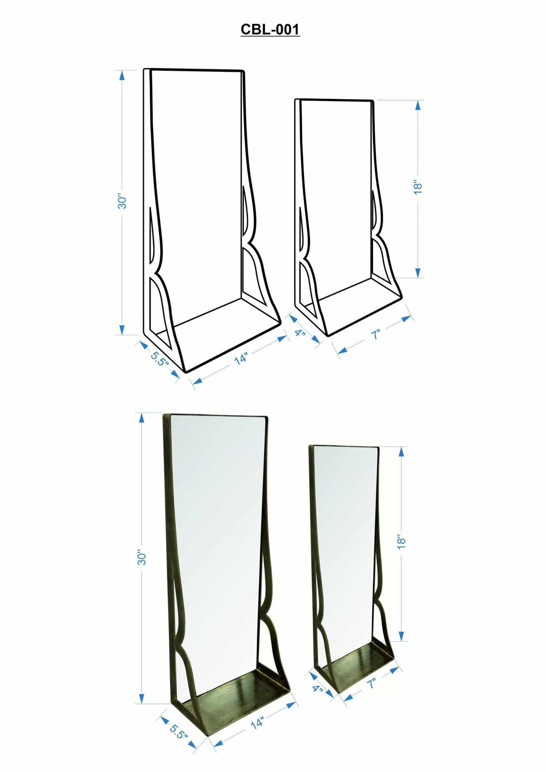 Gold and Taupe Rectangle Frame Stand Mirror - The Rug Decor