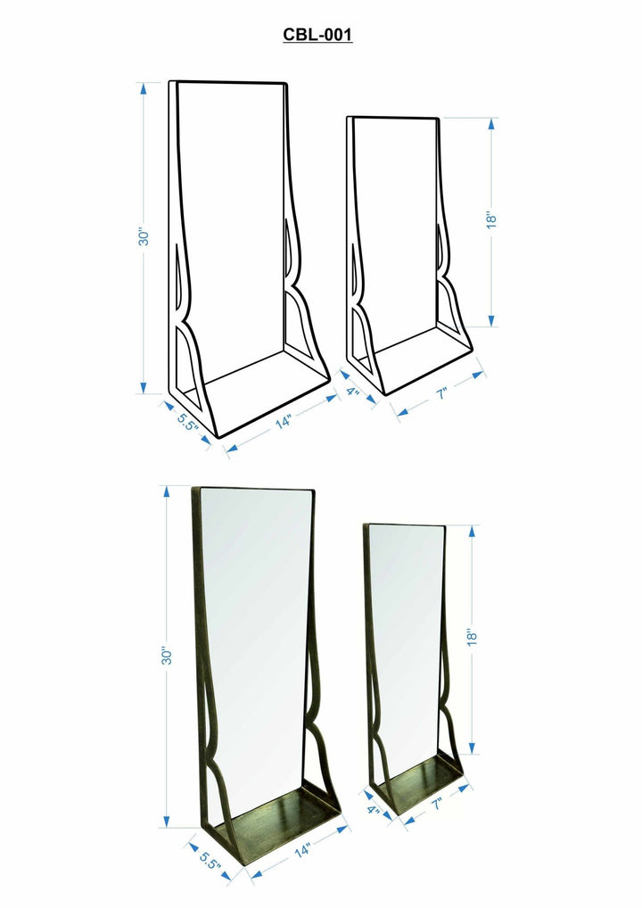 Gold and Taupe Rectangle Frame Stand Mirror - The Rug Decor