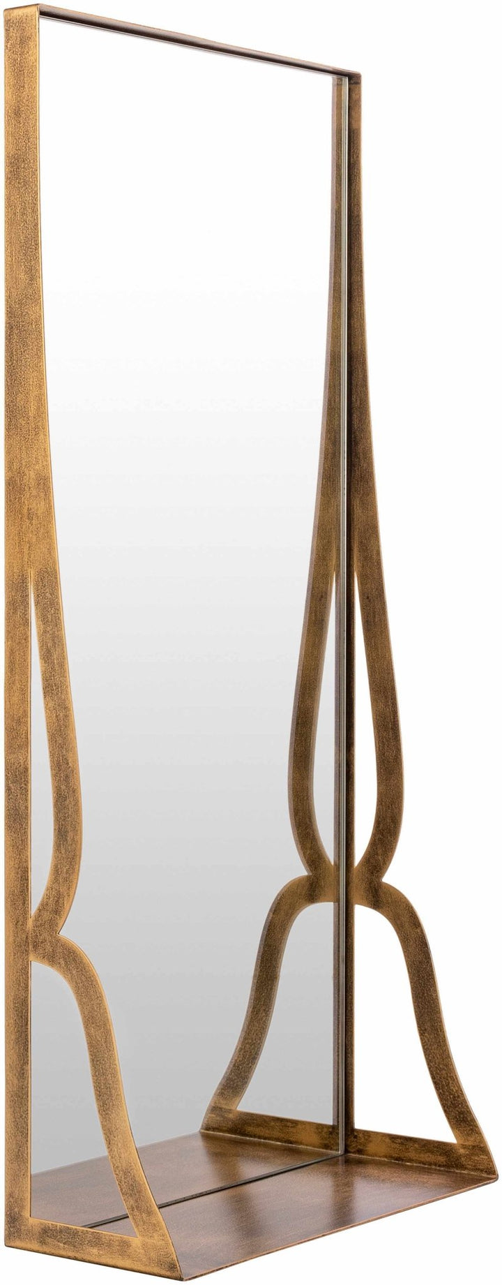 Gold and Taupe Rectangle Frame Stand Mirror - The Rug Decor
