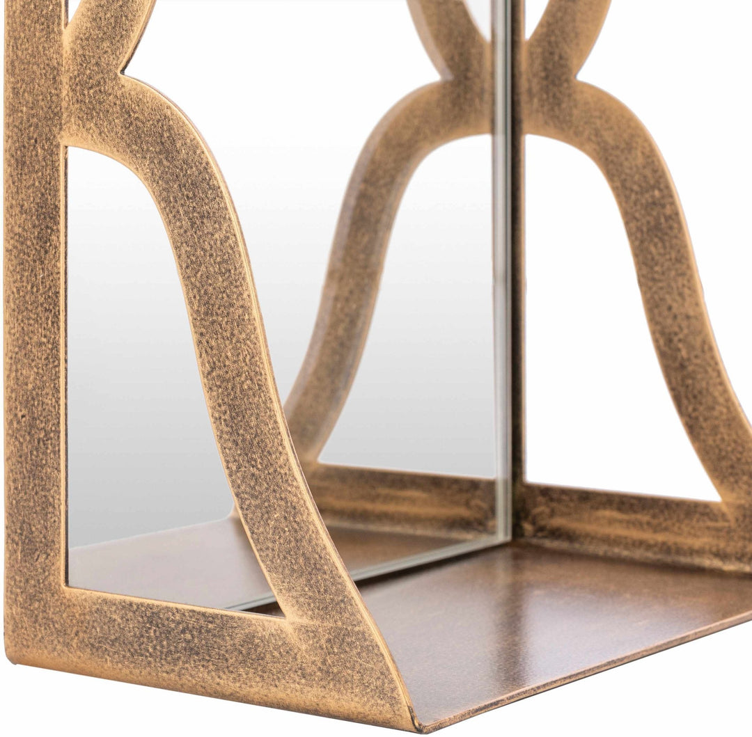 Gold and Taupe Rectangle Frame Stand Mirror - The Rug Decor
