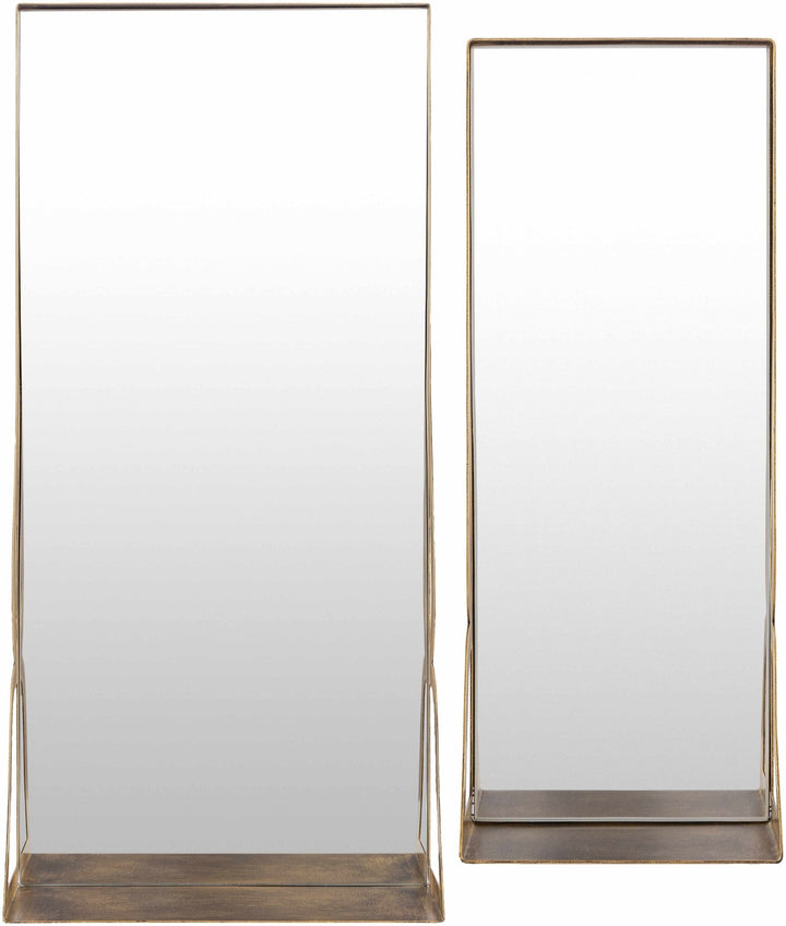 Gold and Taupe Rectangle Frame Stand Mirror - The Rug Decor