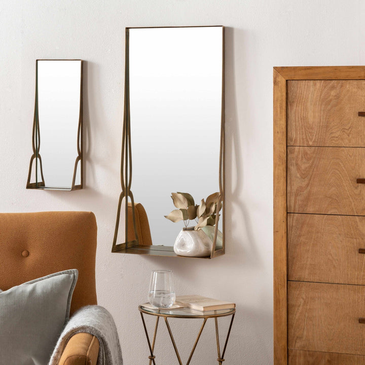 Gold and Taupe Rectangle Frame Stand Mirror - The Rug Decor