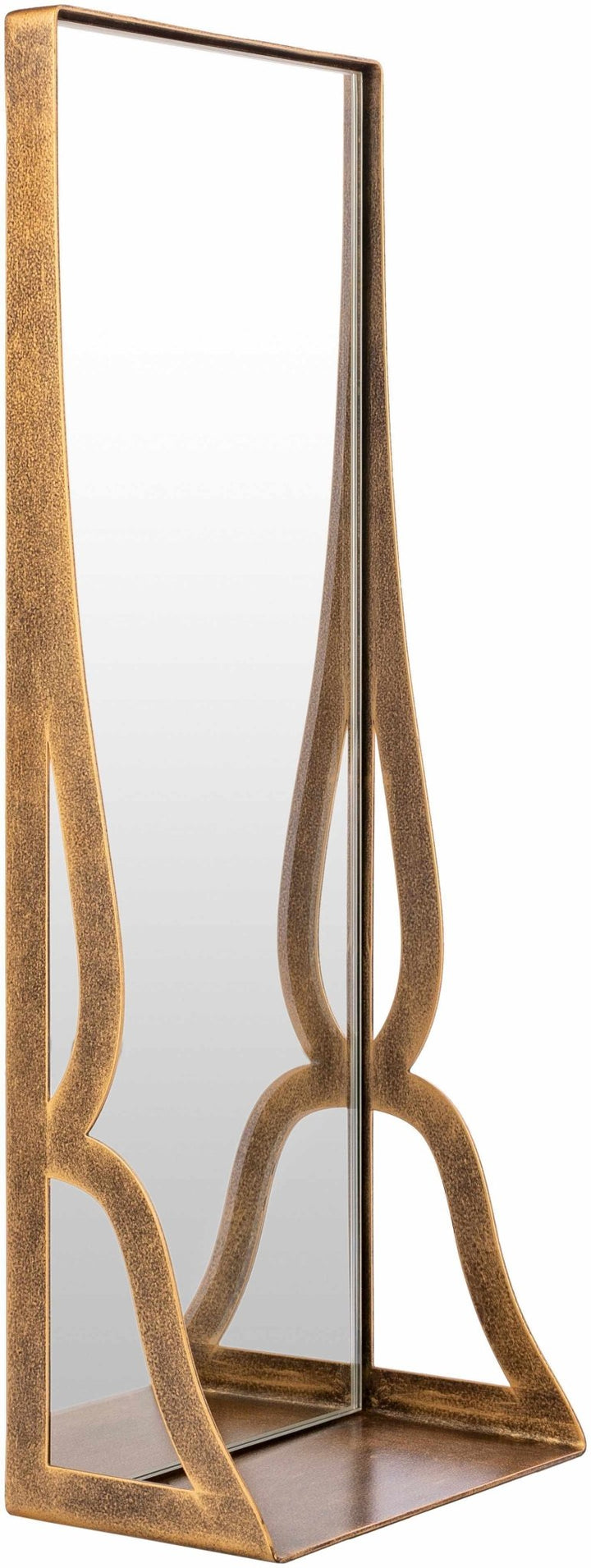 Gold and Taupe Rectangle Frame Stand Mirror - The Rug Decor
