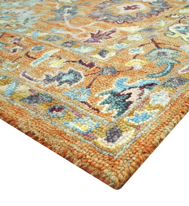 Gold, Blue and Purple Traditional Oriental Oushak 5x7.6 Hand Tufted wool area rug - The Rug Decor