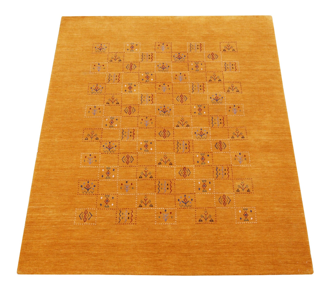 Gold Center Pattern Hand Loomed Wool Area Rug - The Rug Decor