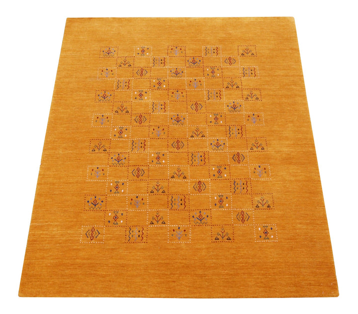 Gold Center Pattern Hand Loomed Wool Area Rug - The Rug Decor