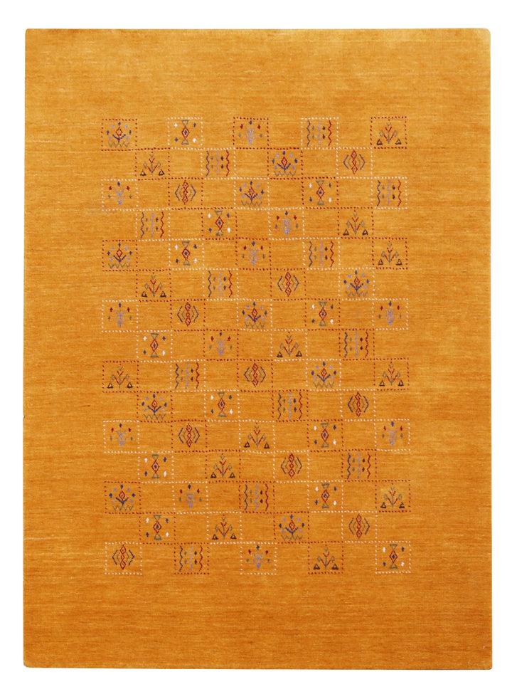 Gold Center Pattern Hand Loomed Wool Area Rug - The Rug Decor