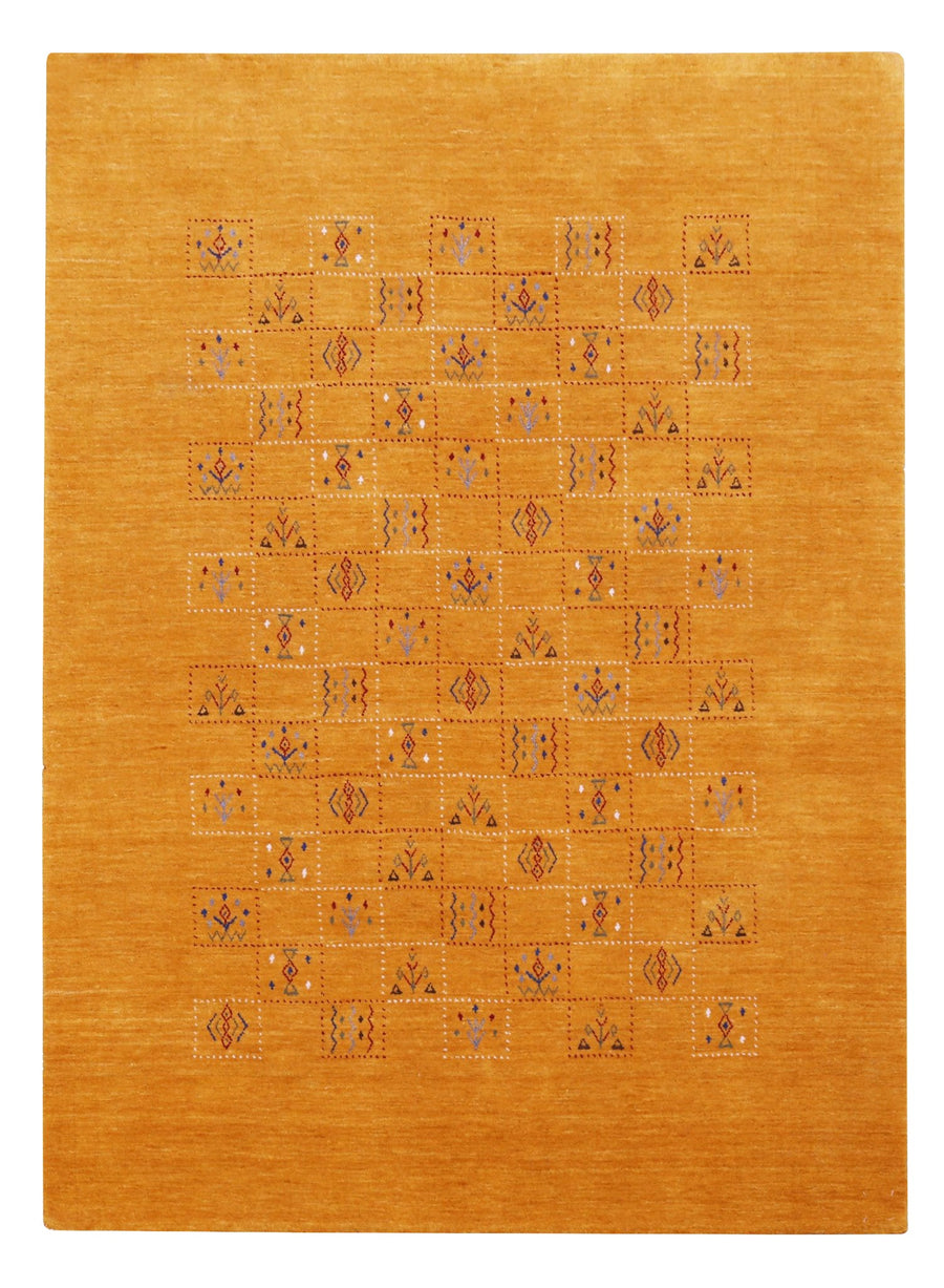 Gold Center Pattern Hand Loomed Wool Area Rug - The Rug Decor