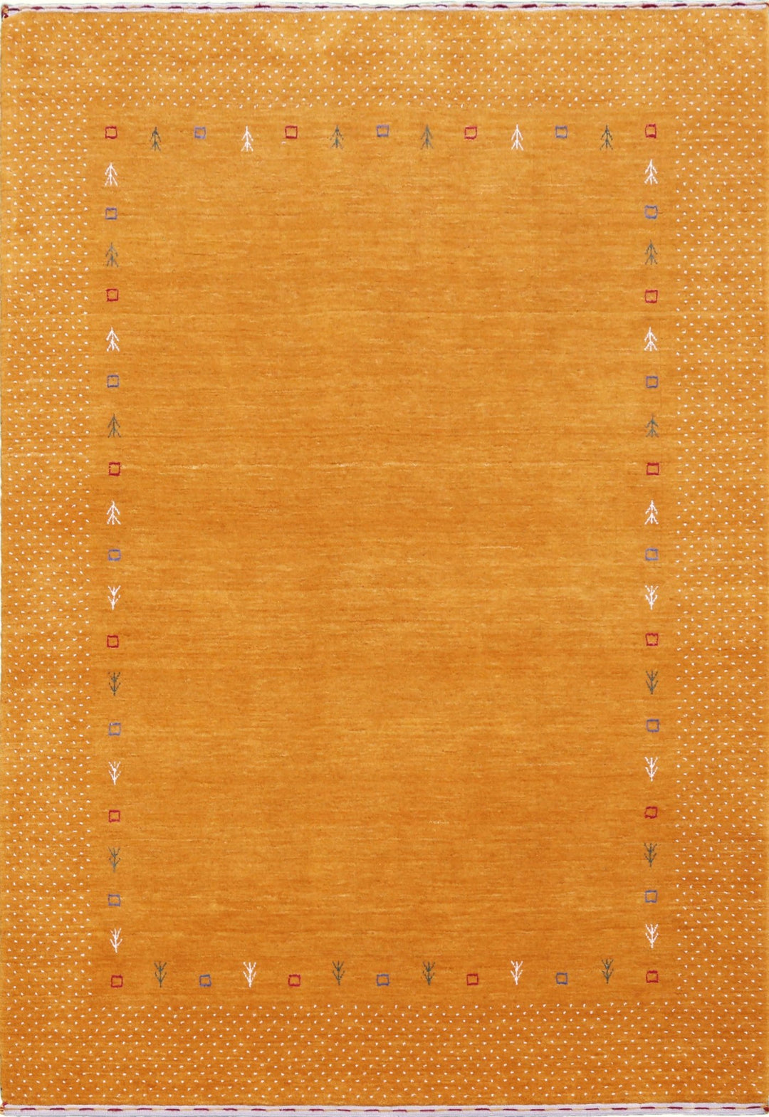 Gold Contemporary Gabbeh Border Design Hand Loomed Wool Area Rug - The Rug Decor