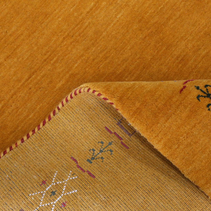 Gold Contemporary Gabbeh Border Design Hand Loomed Wool Area Rug - The Rug Decor