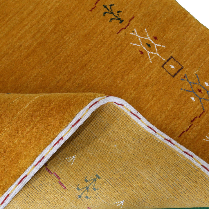 Gold Contemporary Gabbeh Border Design Hand Loomed Wool Area Rug - The Rug Decor