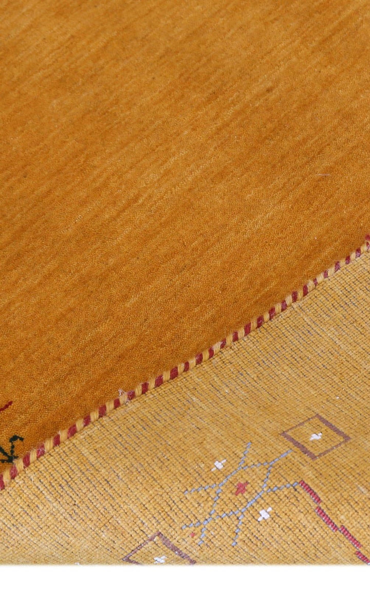 Gold Contemporary Gabbeh Border Design Hand Loomed Wool Area Rug - The Rug Decor