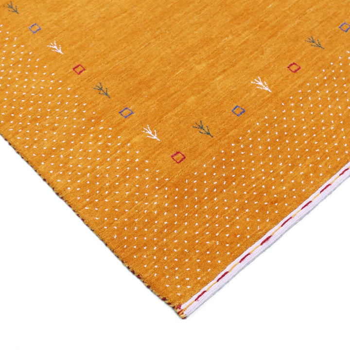 Gold Tribal Border Design Hand Loomed Wool Area Rug - The Rug Decor