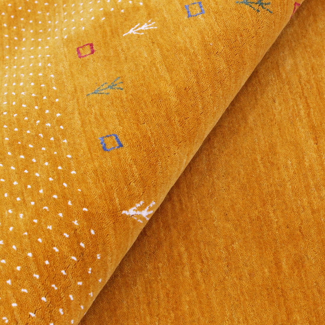 Gold Tribal Border Design Hand Loomed Wool Area Rug - The Rug Decor