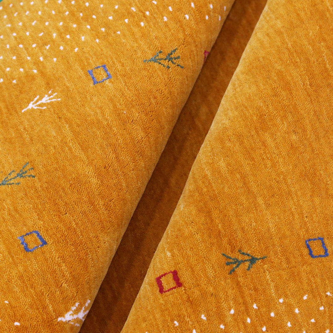 Gold Tribal Border Design Hand Loomed Wool Area Rug - The Rug Decor