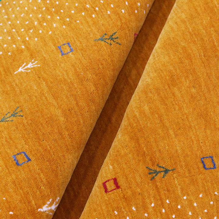 Gold Tribal Border Design Hand Loomed Wool Area Rug - The Rug Decor