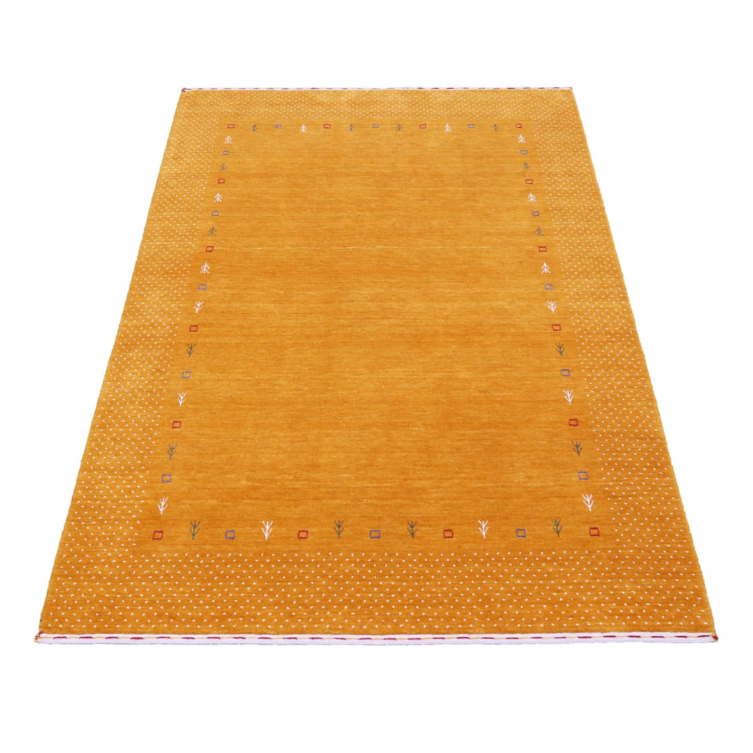 Gold Tribal Border Design Hand Loomed Wool Area Rug - The Rug Decor