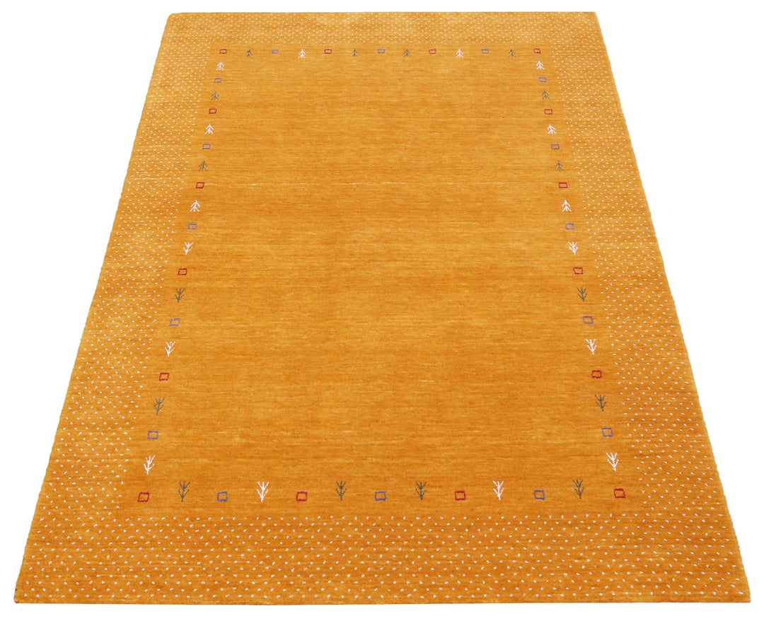 Gold Tribal Border Design Hand Loomed Wool Area Rug - The Rug Decor