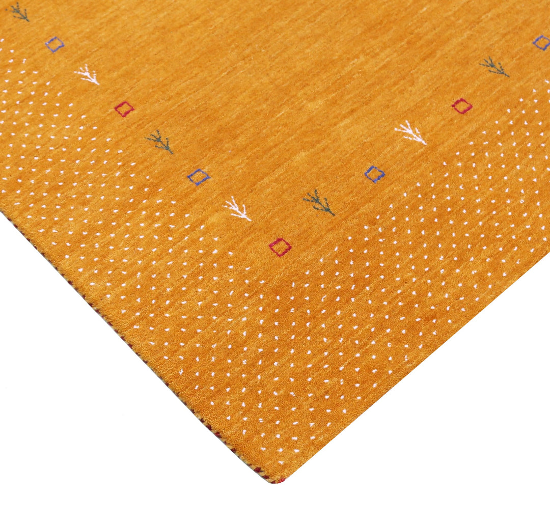 Gold Tribal Border Design Hand Loomed Wool Area Rug - The Rug Decor