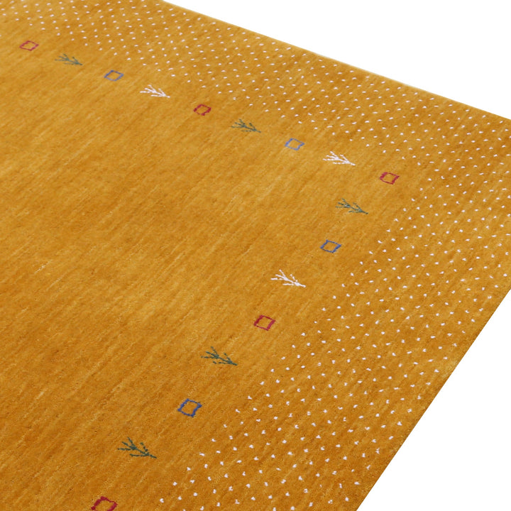Gold Tribal Border Design Hand Loomed Wool Area Rug - The Rug Decor