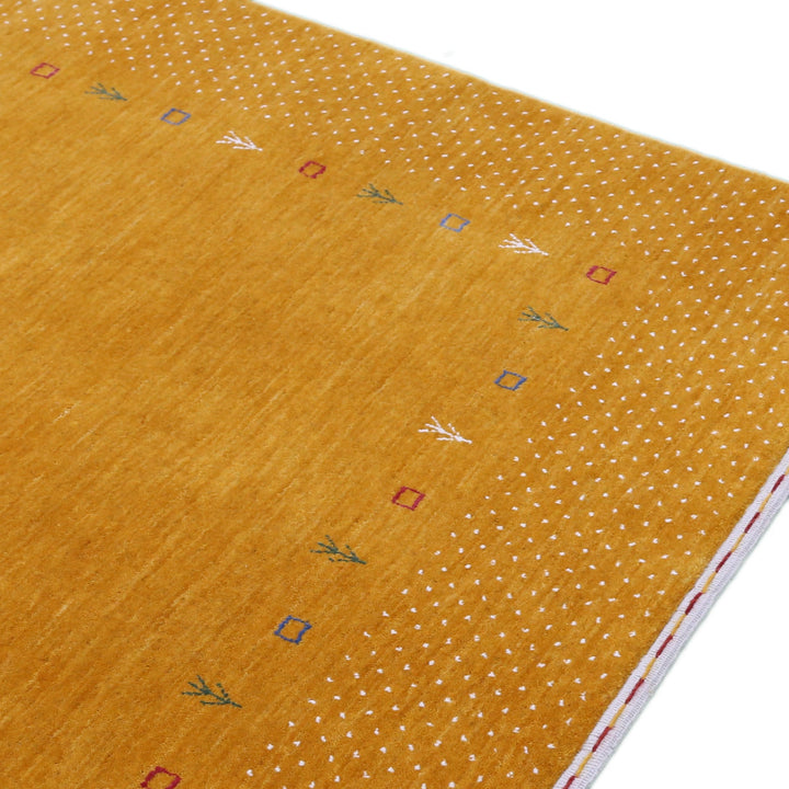 Gold Tribal Border Design Hand Loomed Wool Area Rug - The Rug Decor