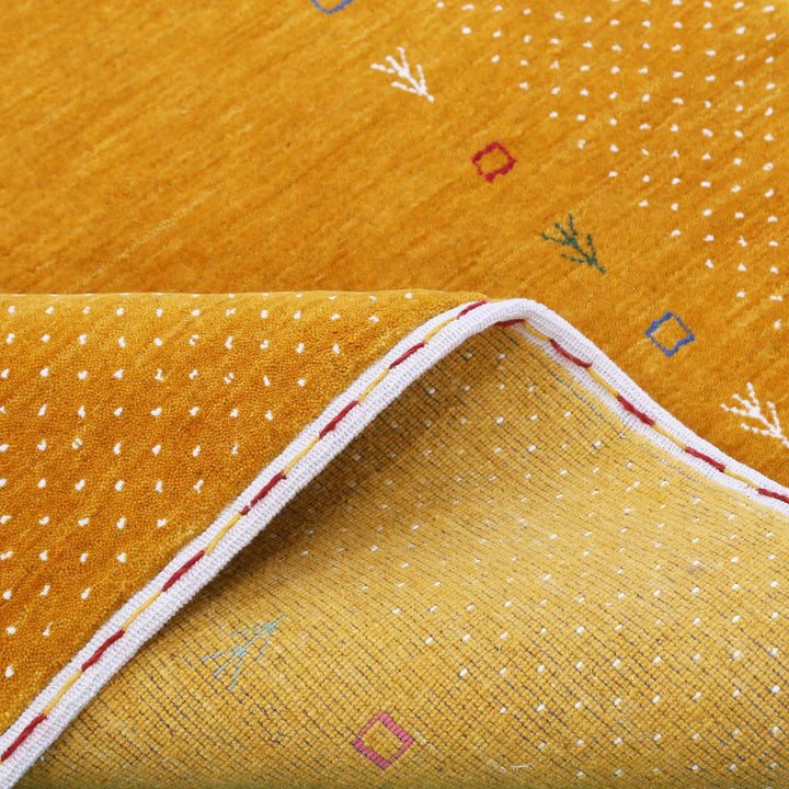 Gold Tribal Border Design Hand Loomed Wool Area Rug - The Rug Decor