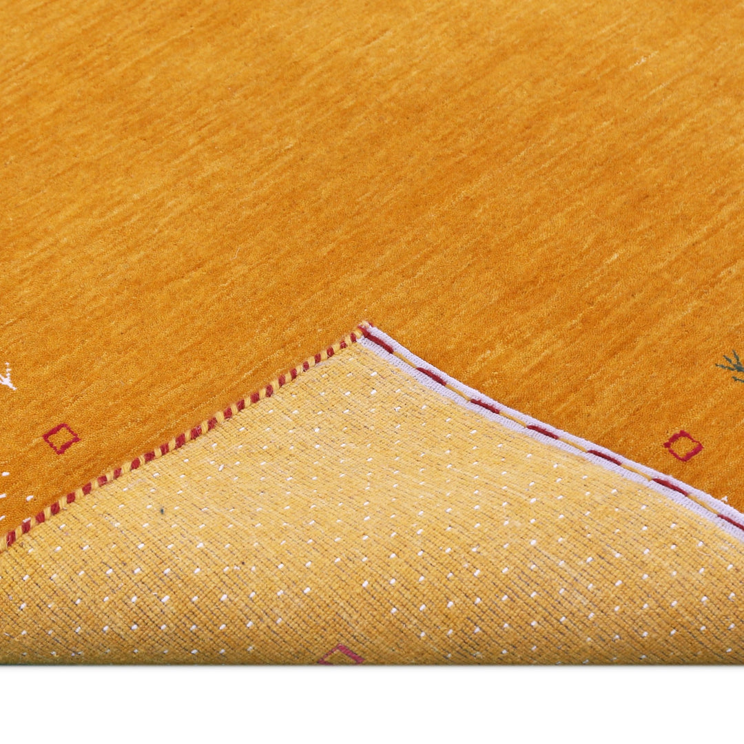 Gold Tribal Border Design Hand Loomed Wool Area Rug - The Rug Decor