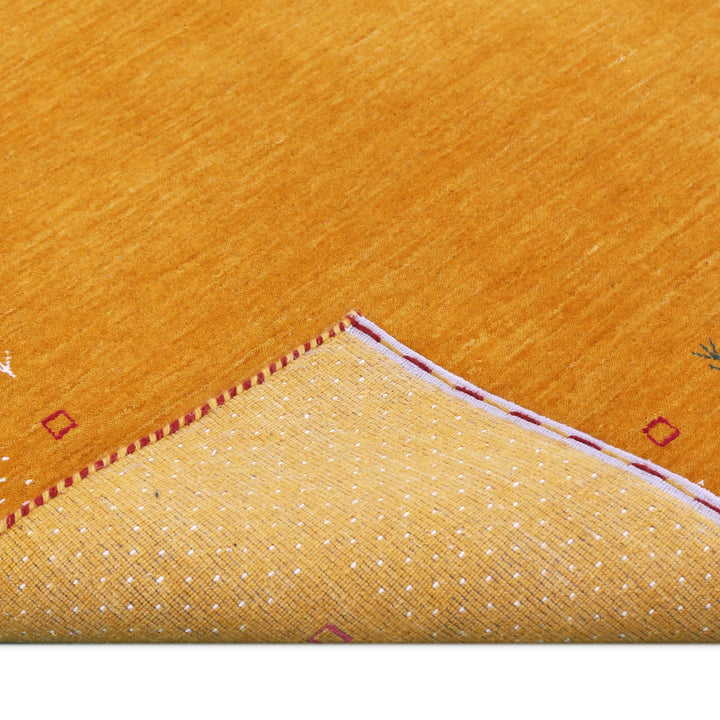 Gold Tribal Border Design Hand Loomed Wool Area Rug - The Rug Decor