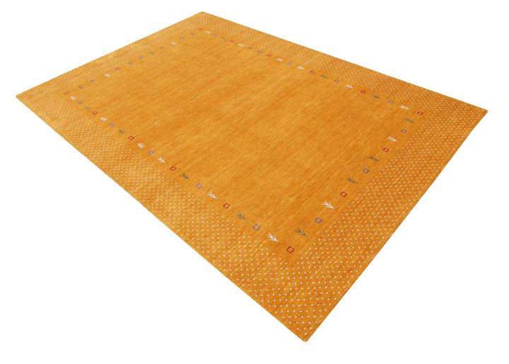 Gold Tribal Border Design Hand Loomed Wool Area Rug - The Rug Decor