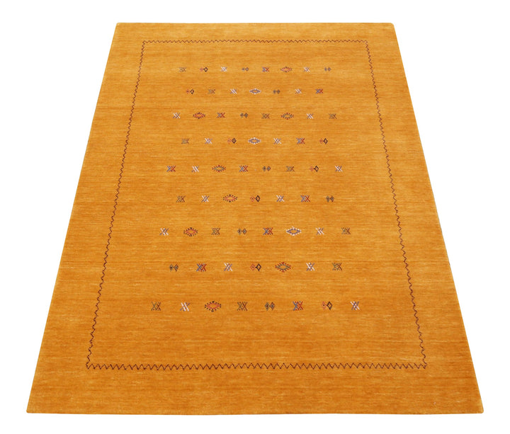 Gold Tribal Center Medallion Hand Loomed Wool Area Rug - The Rug Decor