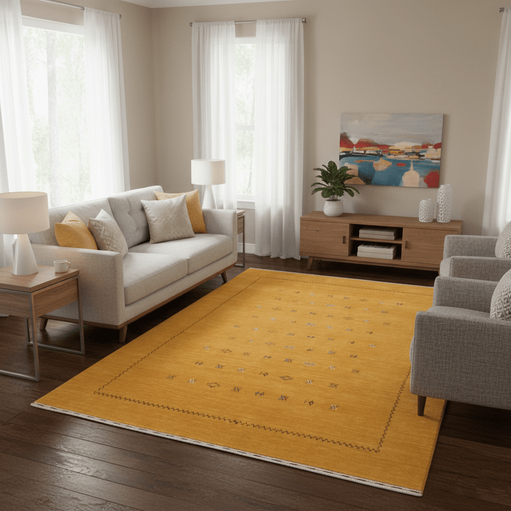 Gold Tribal Center Medallion Hand Loomed Wool Area Rug - The Rug Decor