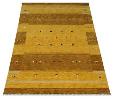 Gold Tribal Gabbeh 4.8x6.9 wool Area Rug - The Rug Decor