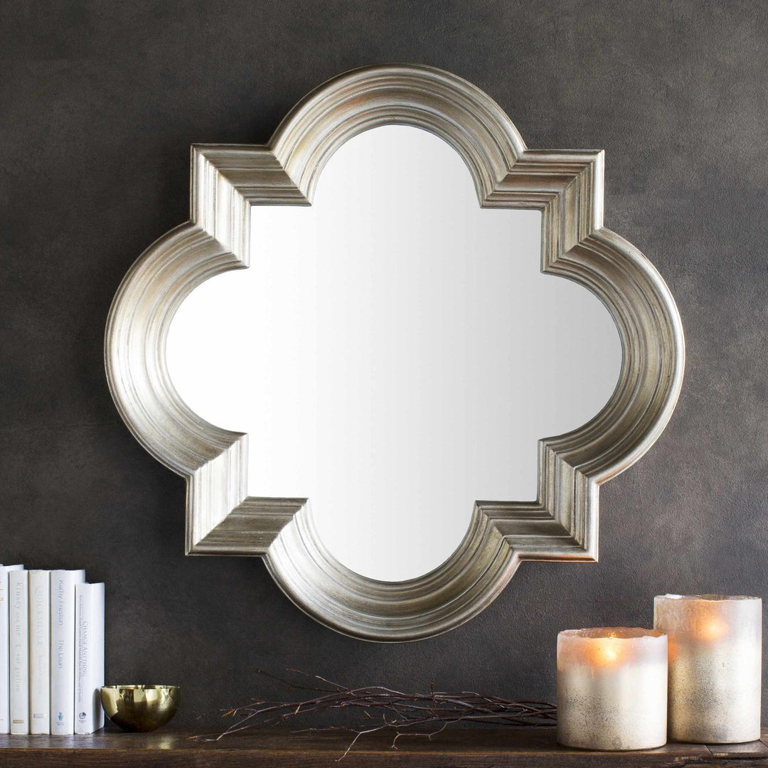 Golden scalloped shaped hanging wall mirror - The Rug Decor