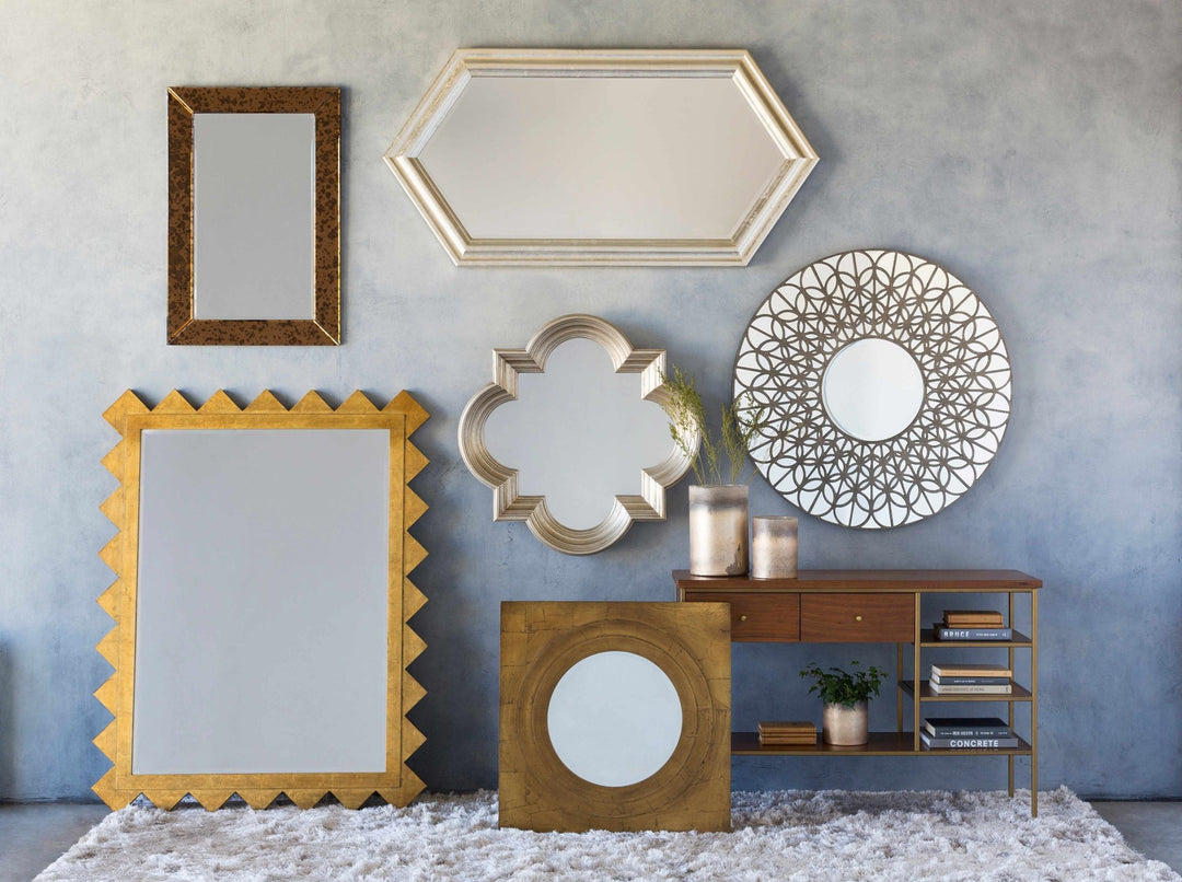 Golden scalloped shaped hanging wall mirror - The Rug Decor