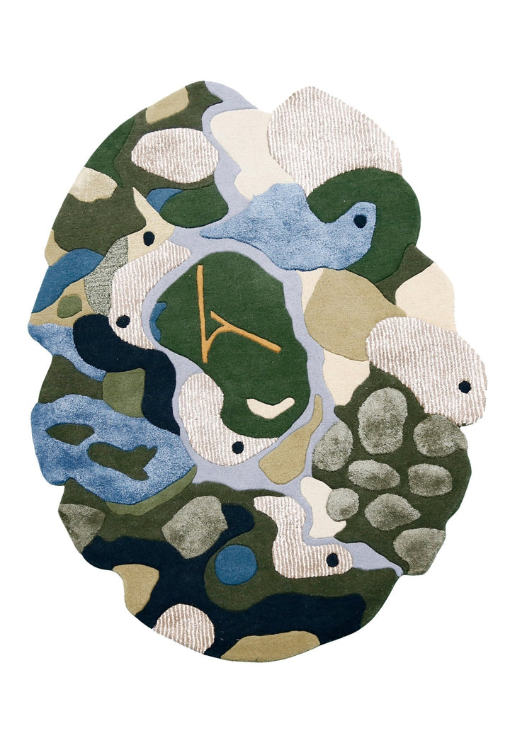 Golf course Modern Style Green Hand Tufted Wool Area Rug - The Rug Decor