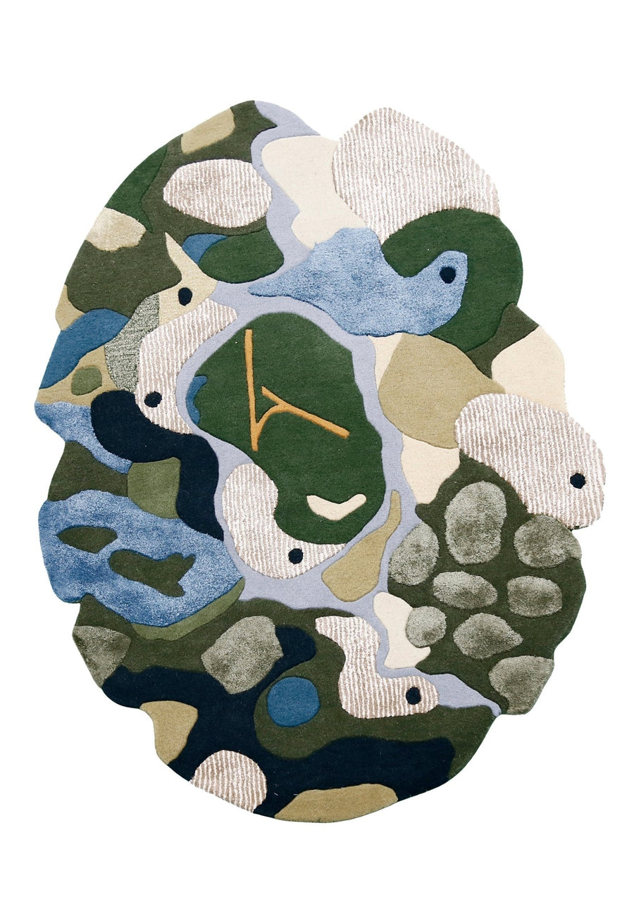 Golf course Modern Style Green Hand Tufted Wool Area Rug - The Rug Decor