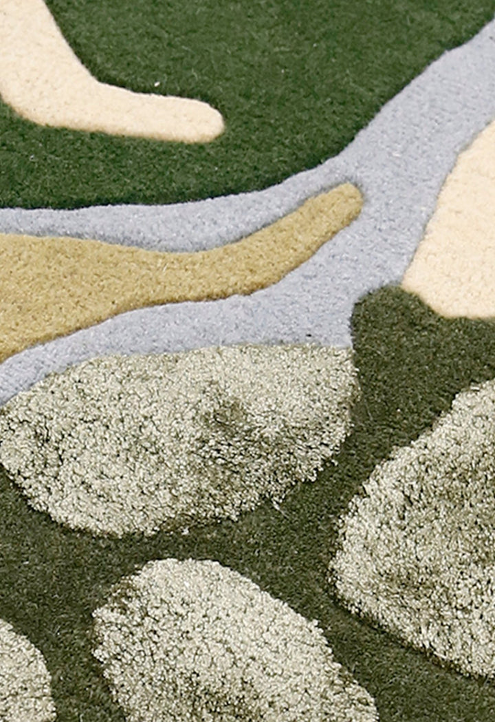 Golf course Modern Style Green Hand Tufted Wool Area Rug - The Rug Decor