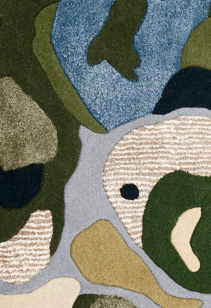 Golf course Modern Style Green Hand Tufted Wool Area Rug - The Rug Decor