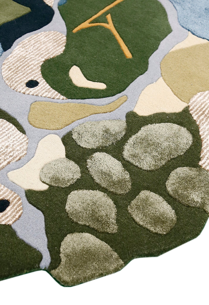 Golf course Modern Style Green Hand Tufted Wool Area Rug - The Rug Decor