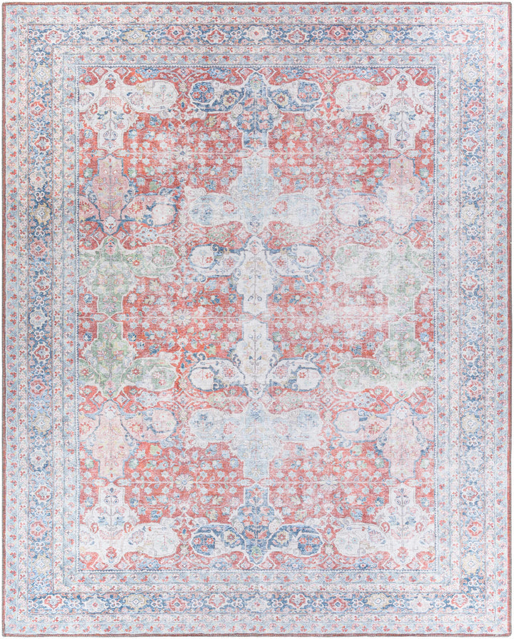 Goma Traditional Style Red And Blue Washable Area Rug