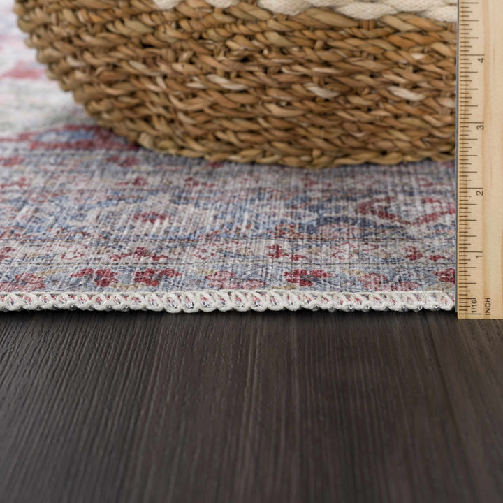 Goma Traditional Style Red And Blue Washable Area Rug - The Rug Decor