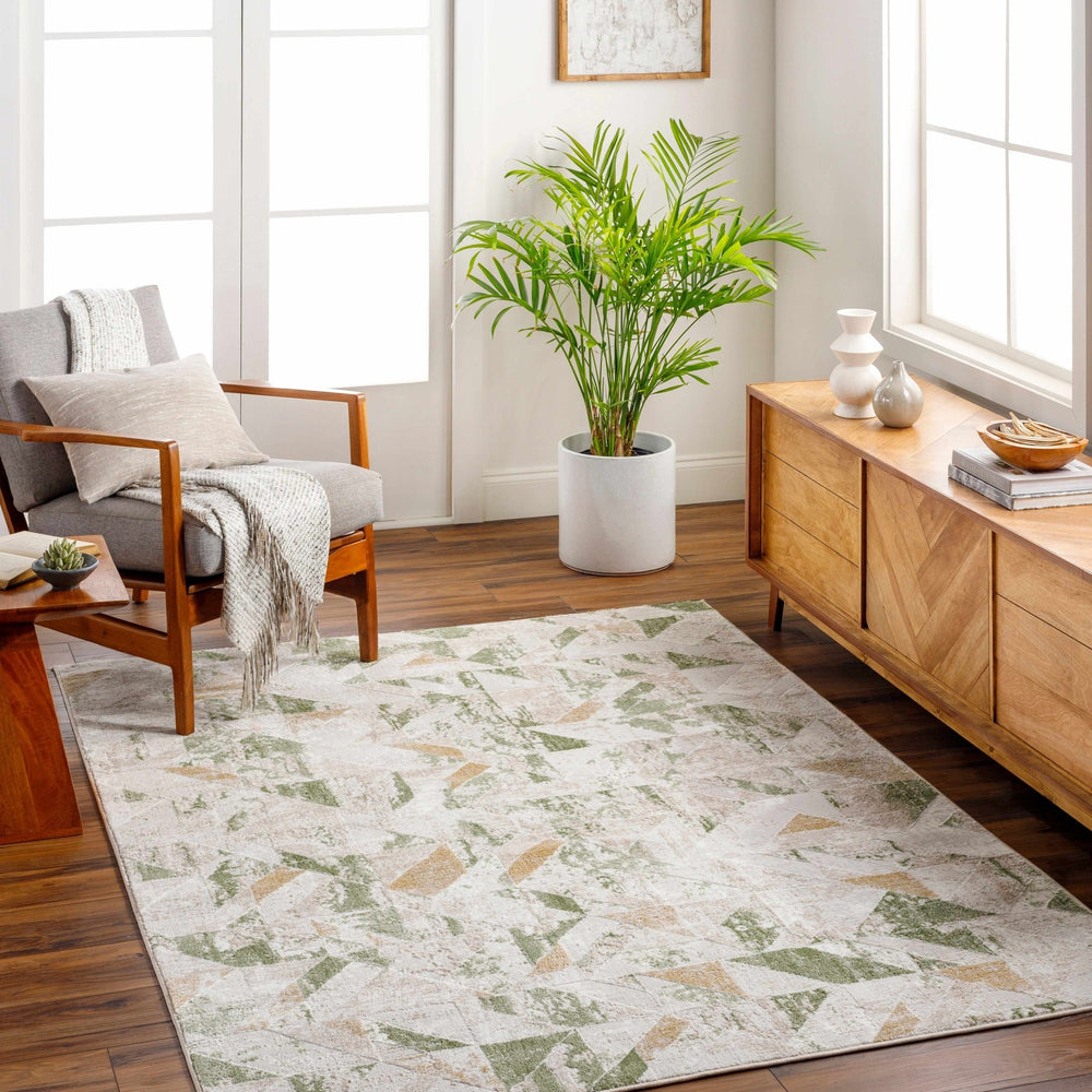 Gonca Green And Gray Contemporary Style Area Rug - The Rug Decor