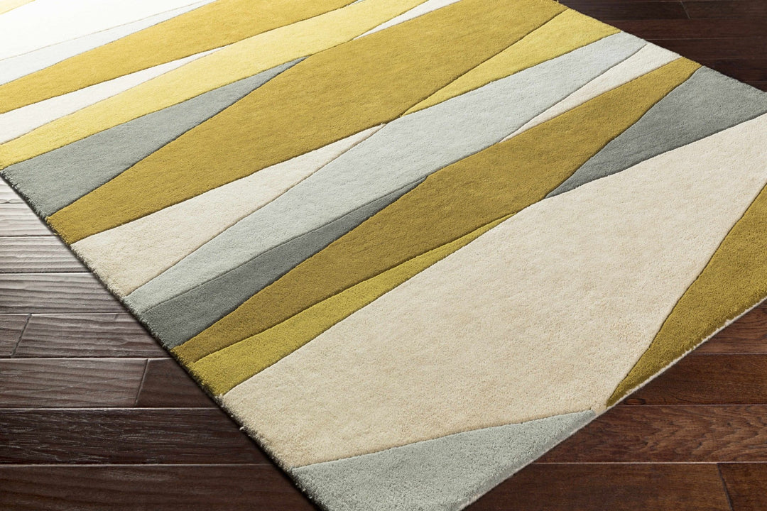 Goodsprings Contemporary Abstract Olive And Gray Wool Rug - The Rug Decor